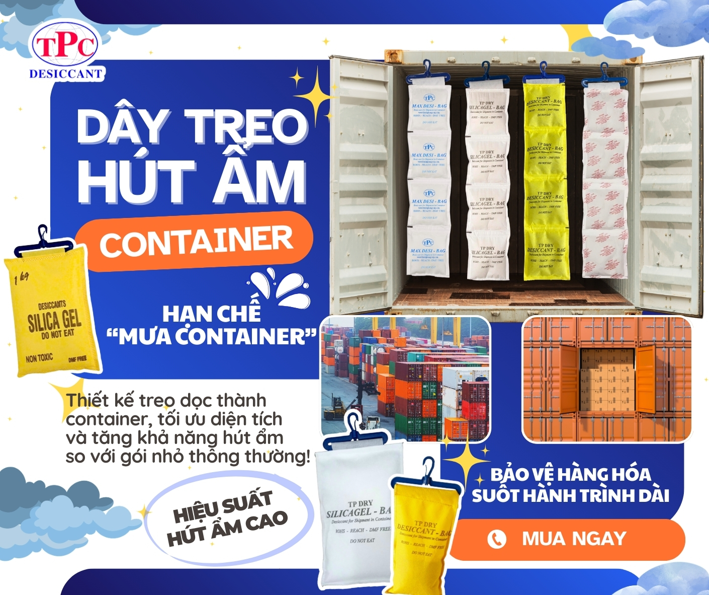 dây treo hút ẩm container