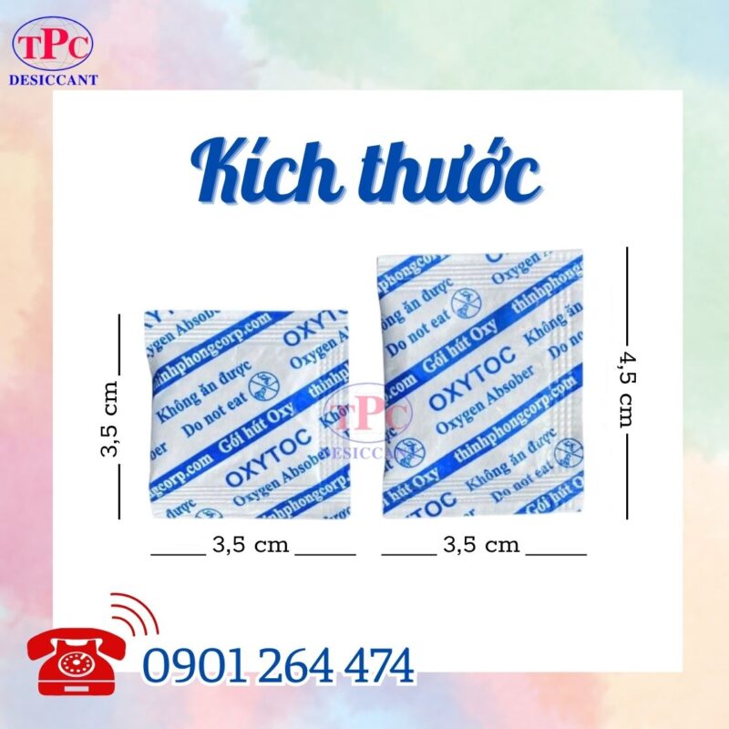 kích thước gói hút oxy